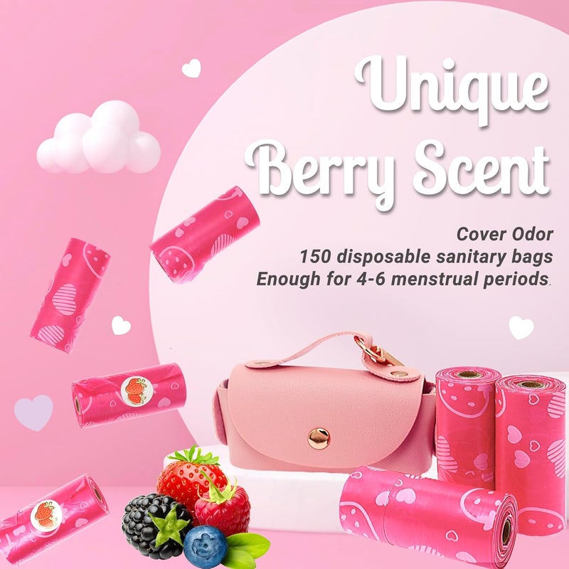 Eyryfui Sanitary Napkin Disposal Bags with Dispenser Feminine Hygiene Disposal Bags for Tampons Trash Bag, Personal Care Sanitary Bag for Women Privacy Handling (Pink) - Image 5